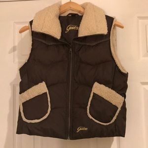 Guess Sherpa lined puff vest